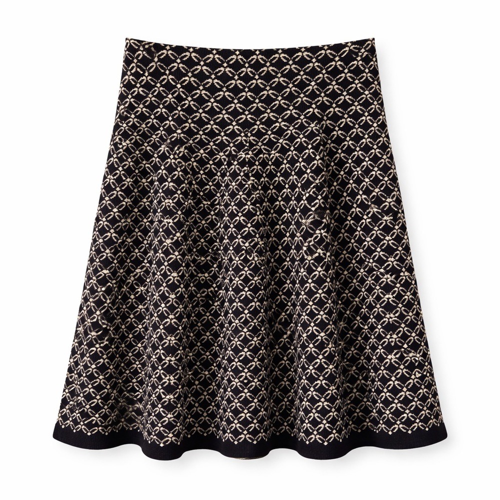 MAX STUDIO Black Bone Geometric Knit A-Line Skirt 2707712 Small - Picture 1 of 7